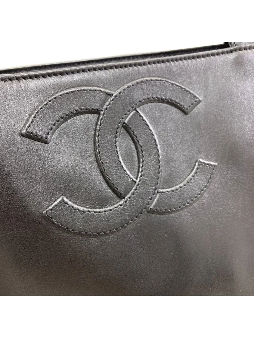 Chanel CC Logo Tote Bag Calfskin